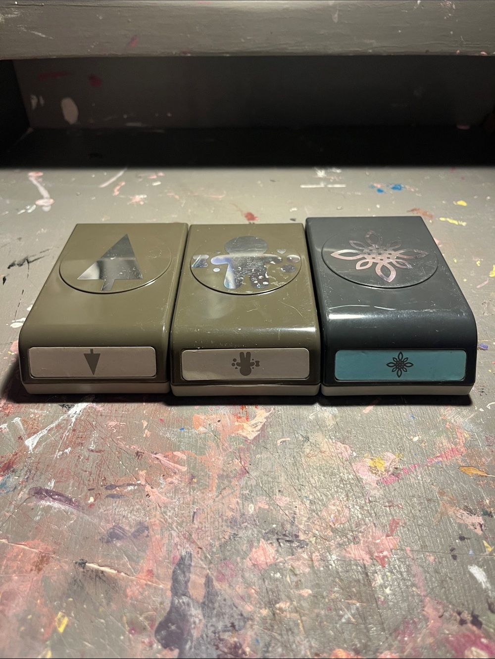 Lot of 3 Craft Christmas paper Punches Bundle EK Tools Flower & Stampin Up Trian